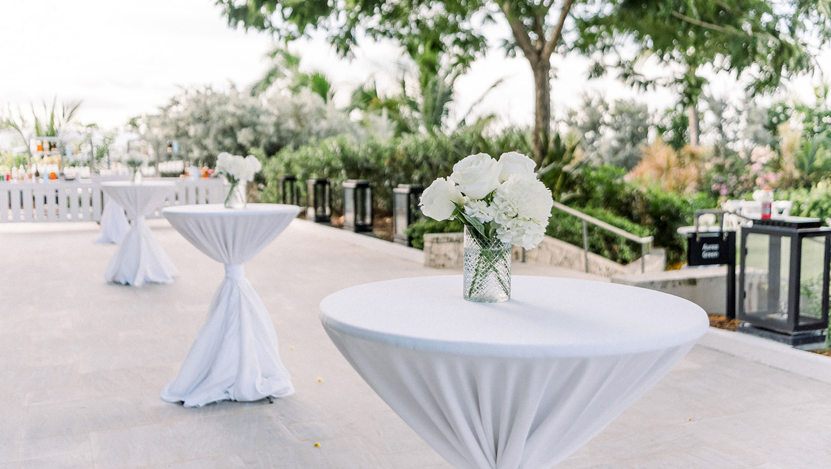 ballroom outdoor area with cocktail tables