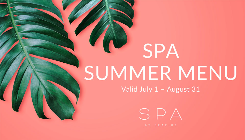 summer spa specials banner with pink background