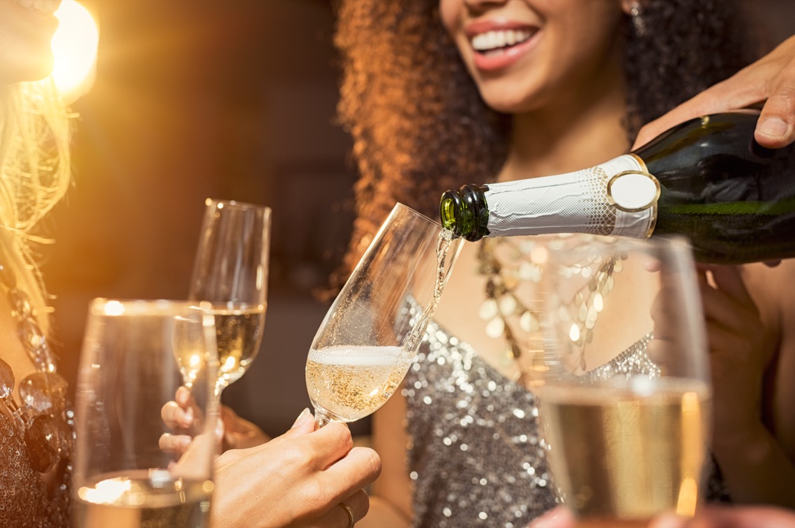 Champagne being poured into glass