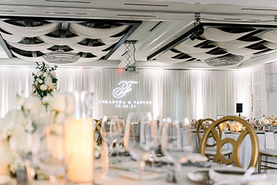 ballroom with banquet set up for wedding