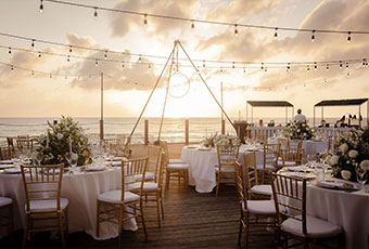 outdoor wedding reception set-up at Kimpton seafire