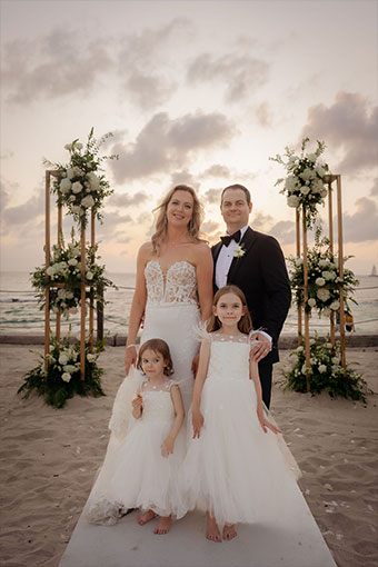 newlyweds and their kids at Kimpton seafire
