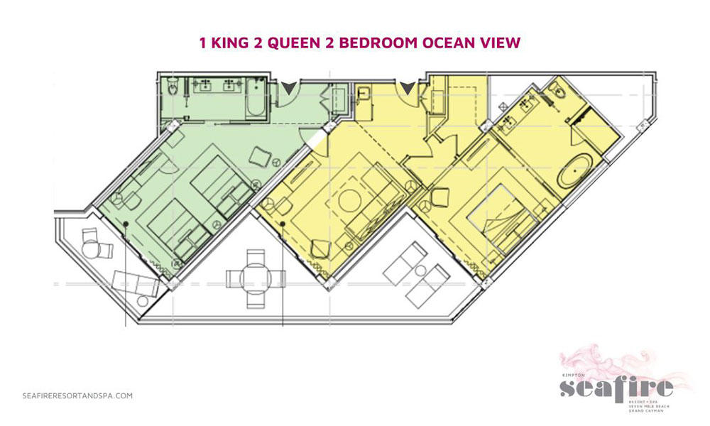1 King 2 Queen 2 Bedroom Ocean View