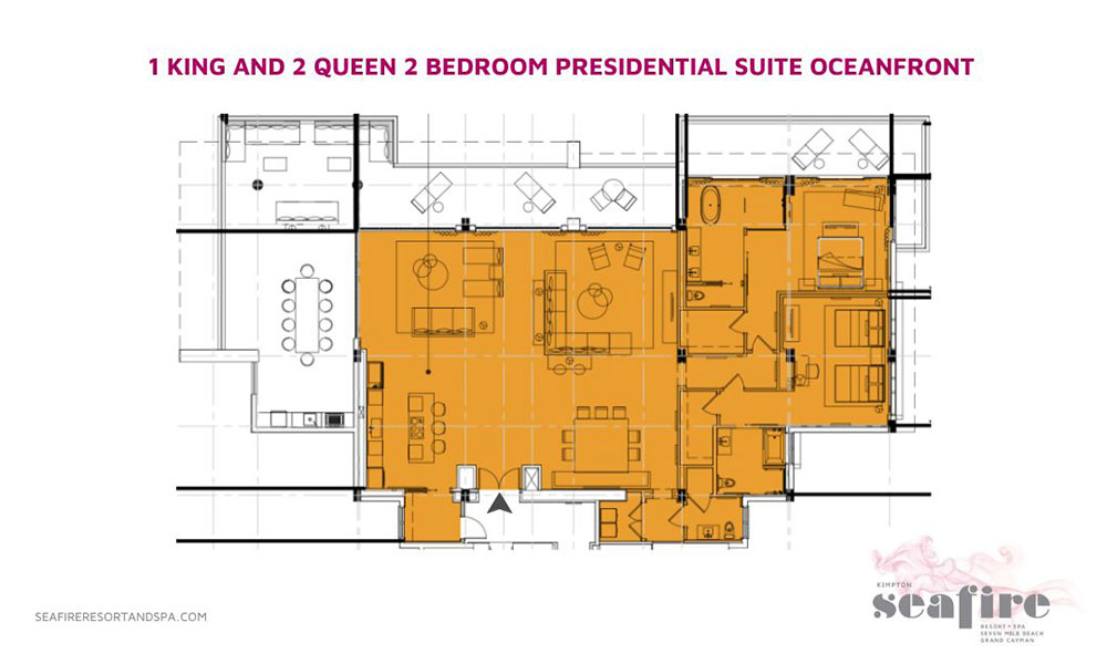 1 King and 2 Queen 2 Bedroom Presidential Suite Oceanfront