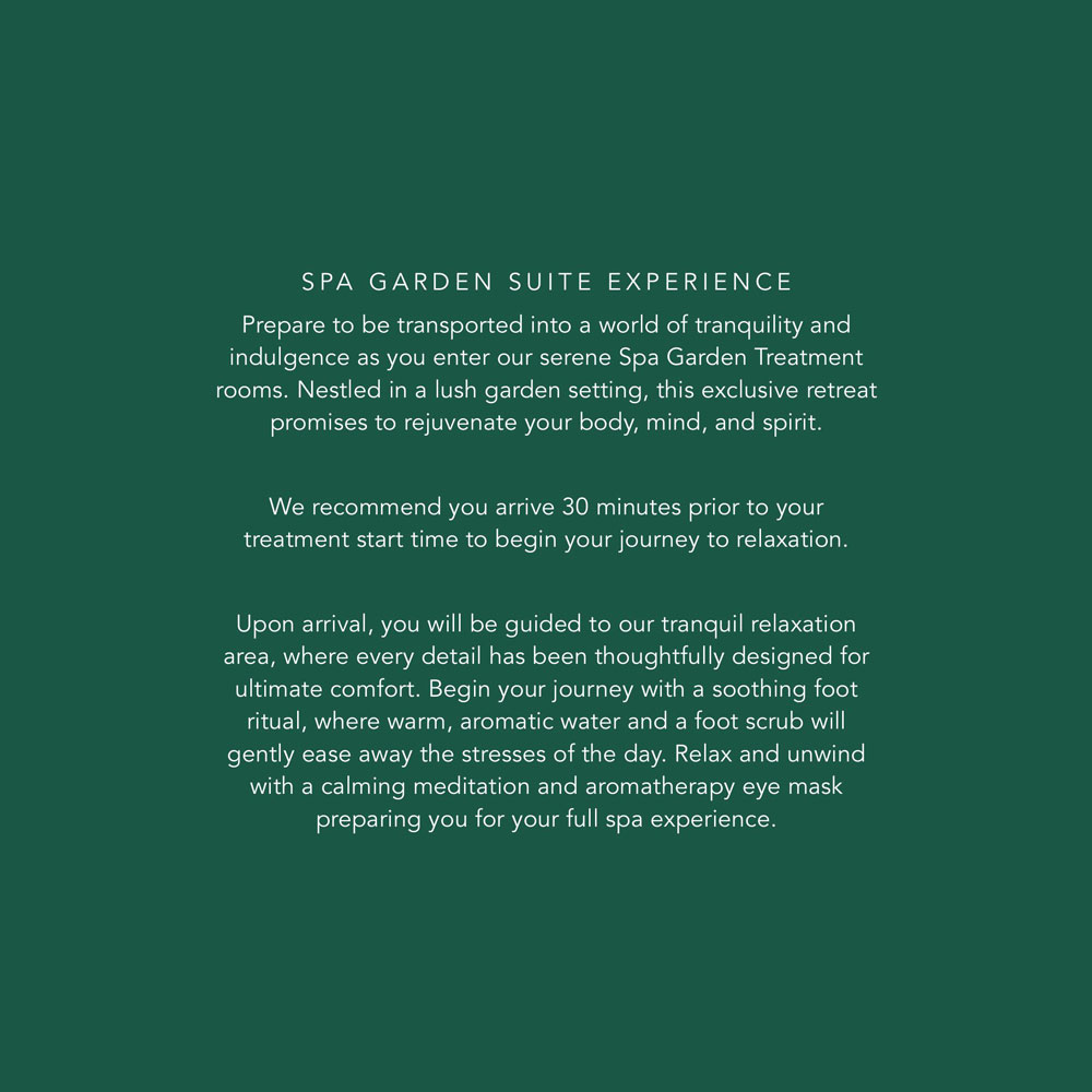 Seafire Spa Garden Suites Menu