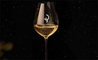 Glass of wine against black background